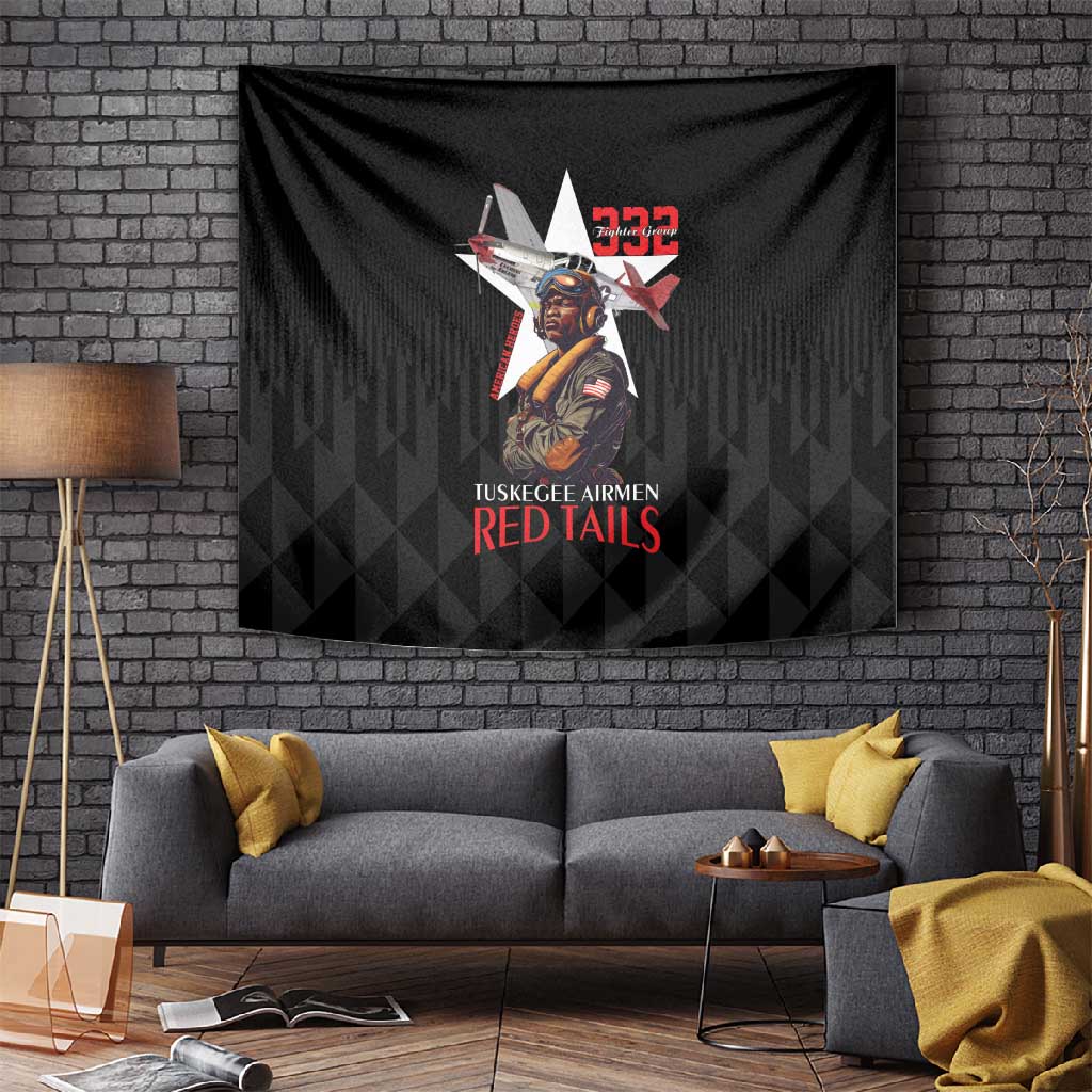 Tuskegee Airmen Red Tails Legacy Tapestry African American Pilots - Black - African Pride