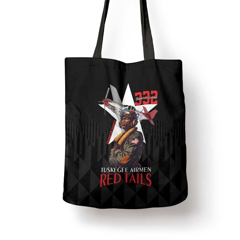 Tuskegee Airmen Red Tails Legacy Tote Bag African American Pilots - Black
