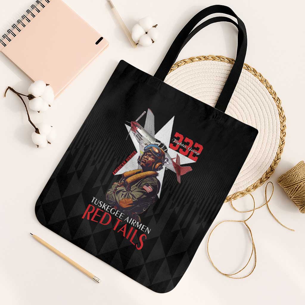 Tuskegee Airmen Red Tails Legacy Tote Bag African American Pilots - Black