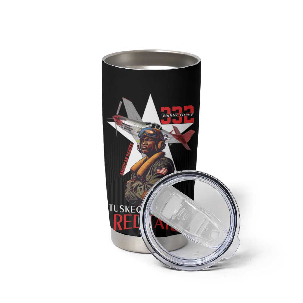 Tuskegee Airmen Red Tails Legacy Tumbler Cup African American Pilots - Black - African Pride