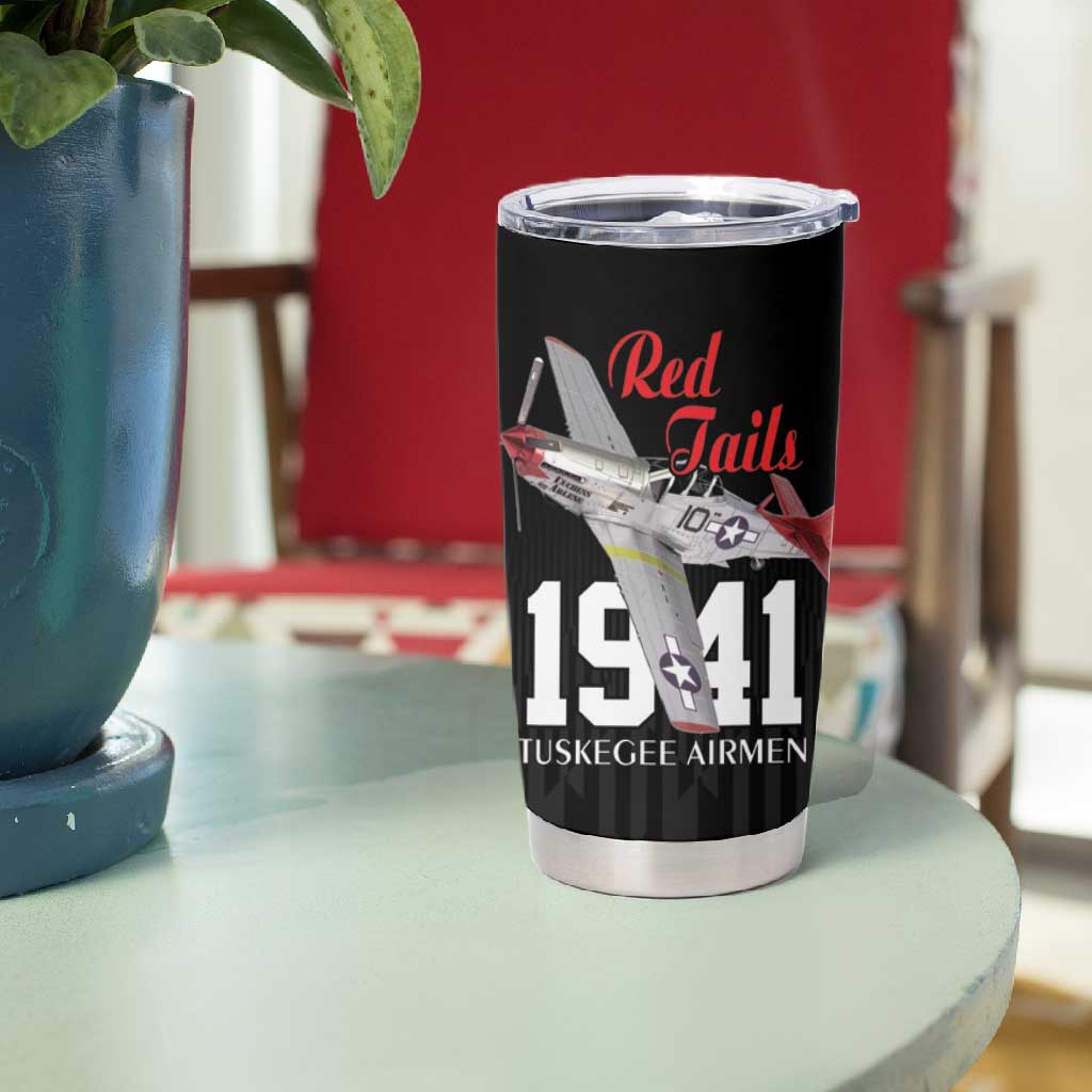 Tuskegee Airmen Red Tails Legacy Tumbler Cup African American Pilots - Black - African Pride