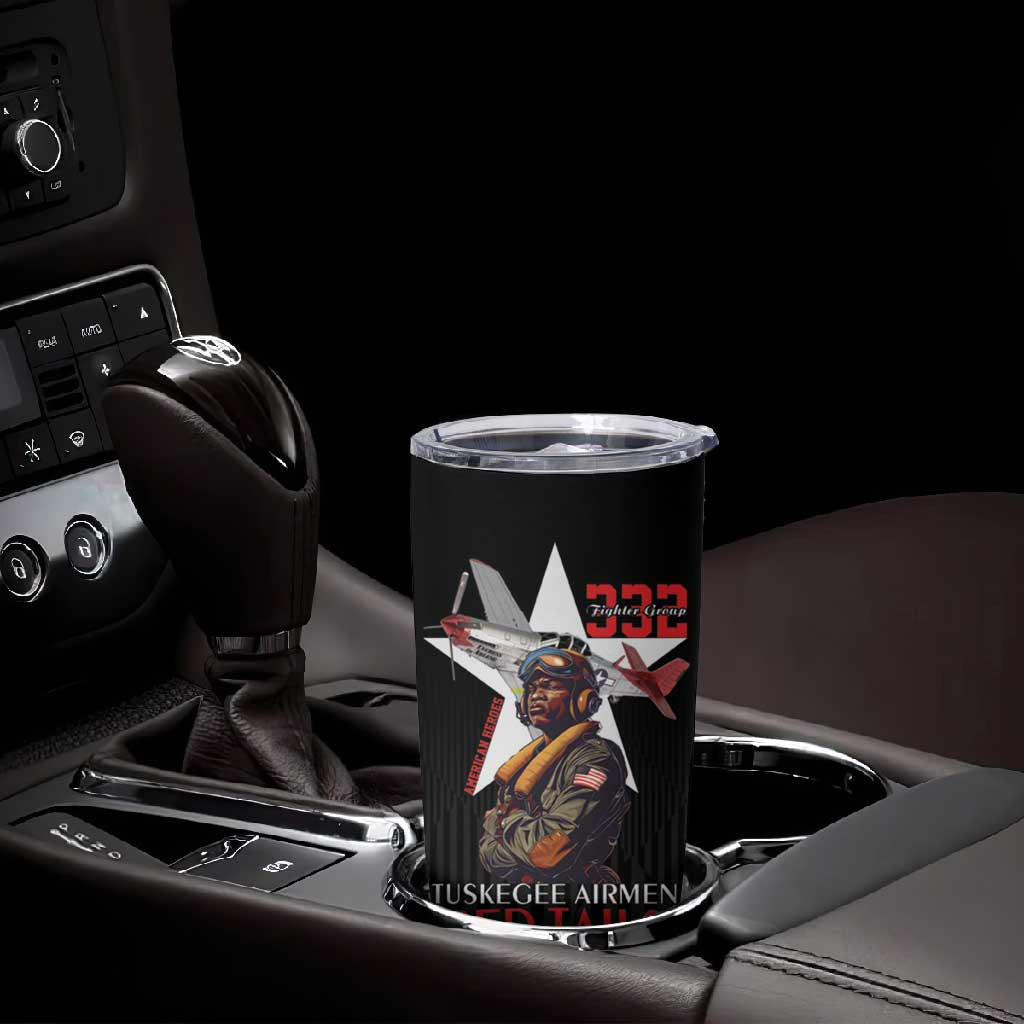 Tuskegee Airmen Red Tails Legacy Tumbler Cup African American Pilots - Black - African Pride