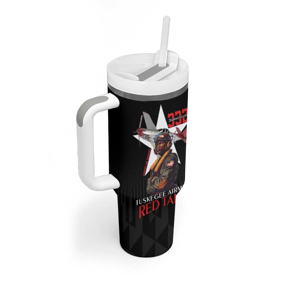Tuskegee Airmen Red Tails Legacy Tumbler With Handle African American Pilots - Black - African Pride