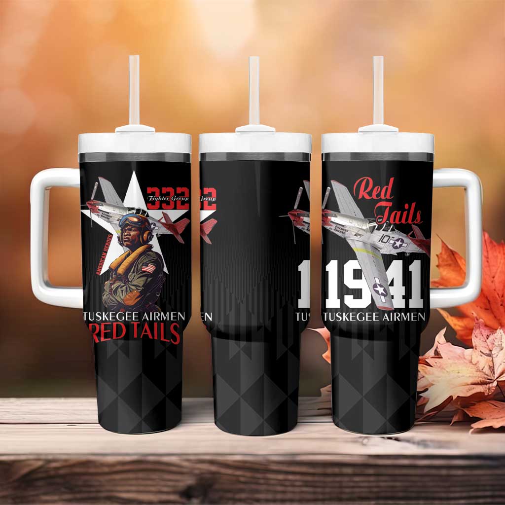 Tuskegee Airmen Red Tails Legacy Tumbler With Handle African American Pilots - Black - African Pride
