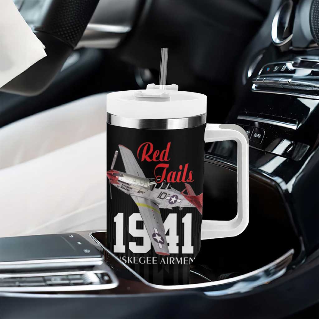 Tuskegee Airmen Red Tails Legacy Tumbler With Handle African American Pilots - Black - African Pride