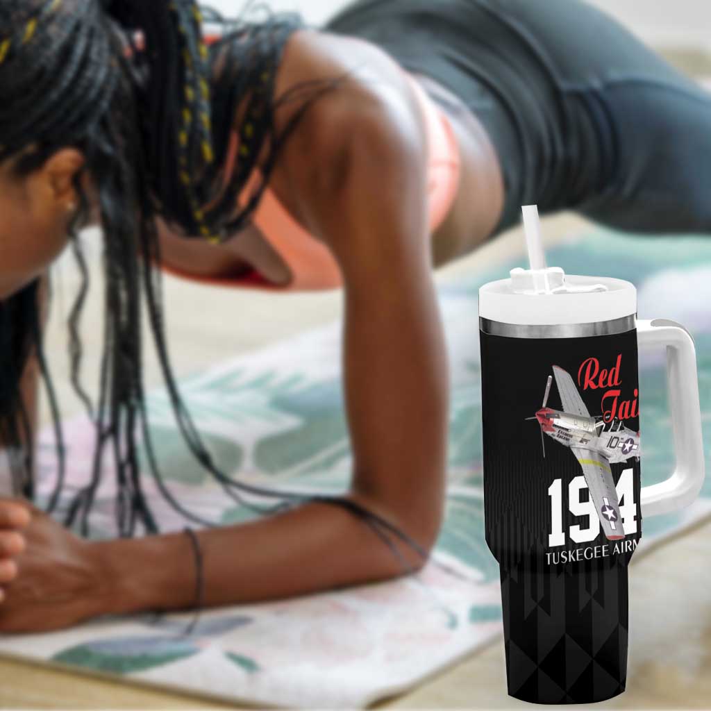 Tuskegee Airmen Red Tails Legacy Tumbler With Handle African American Pilots - Black - African Pride