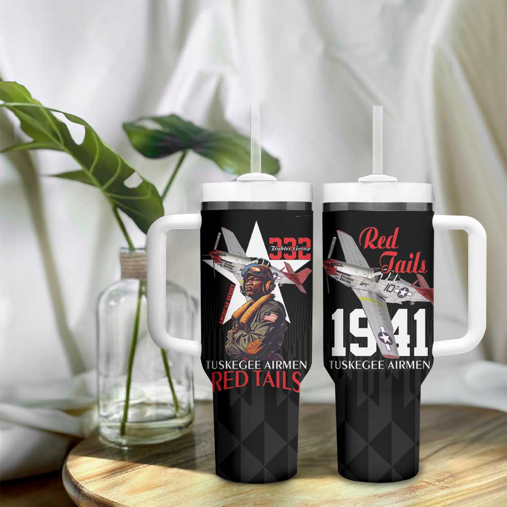 Tuskegee Airmen Red Tails Legacy Tumbler With Handle African American Pilots - Black - African Pride