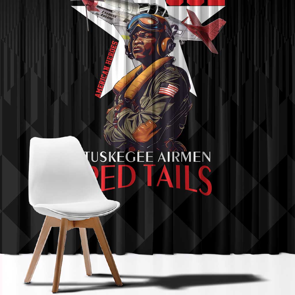 Tuskegee Airmen Red Tails Legacy Window Curtain African American Pilots - Black - African Pride