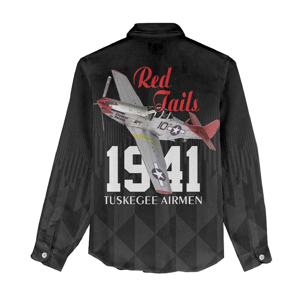 Tuskegee Airmen Red Tails Legacy Women Casual Shirt African American Pilots - Black - African Pride