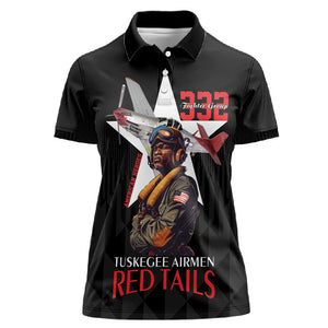 Tuskegee Airmen Red Tails Legacy Women Polo Shirt African American Pilots - Black - African Pride