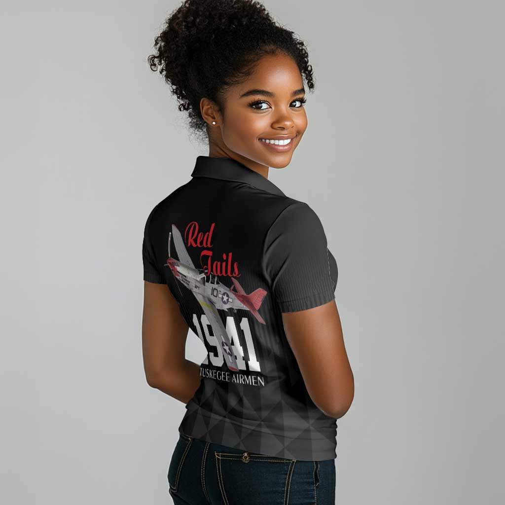 Tuskegee Airmen Red Tails Legacy Women Polo Shirt African American Pilots - Black - African Pride