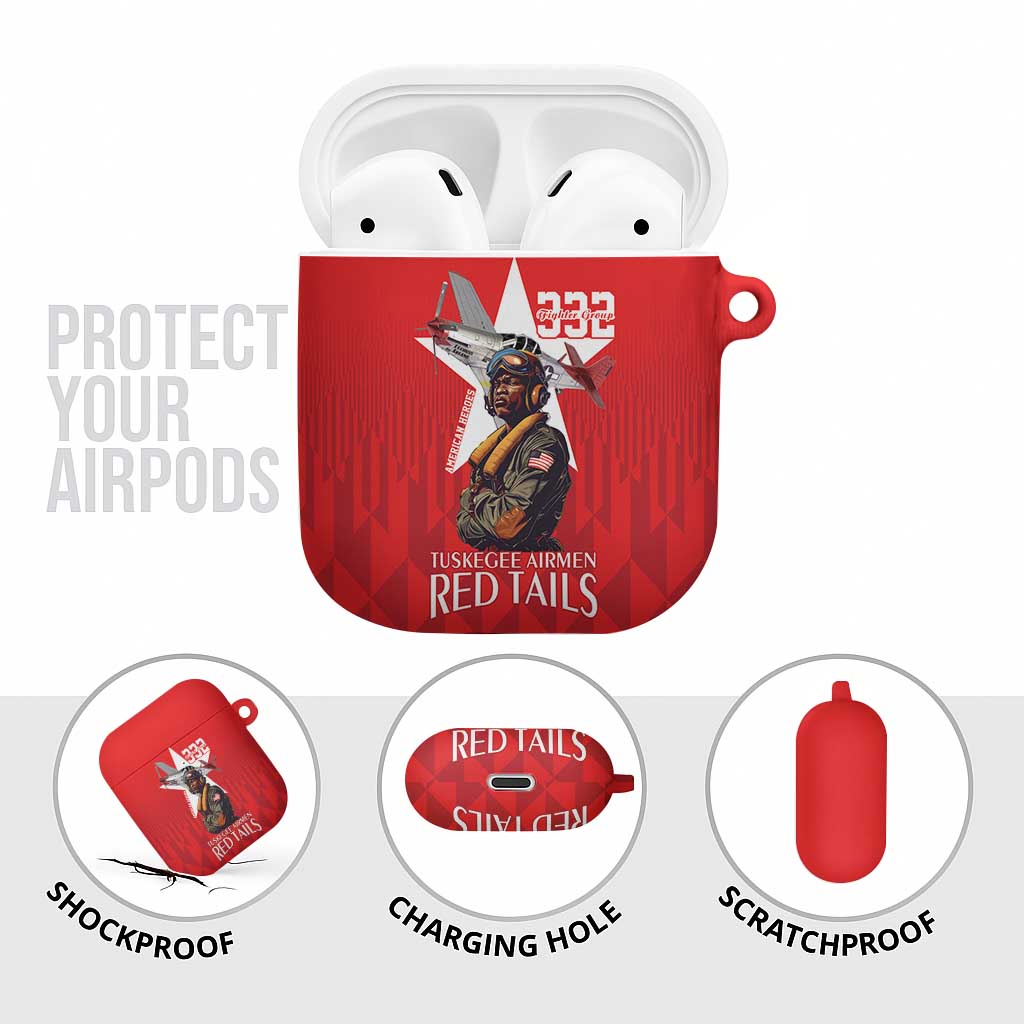 Tuskegee Airmen Red Tails Legacy AirPods Case African American Pilots - Red
