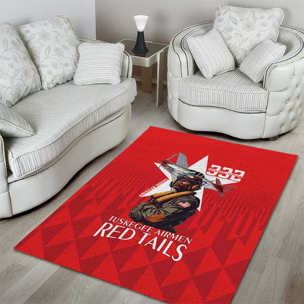 Tuskegee Airmen Red Tails Legacy Area Rug African American Pilots - Red - African Pride
