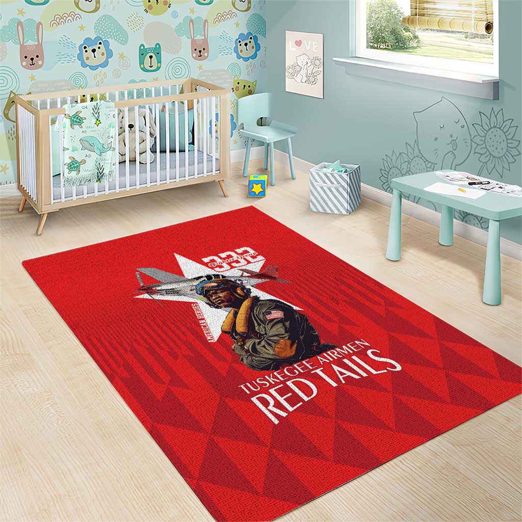 Tuskegee Airmen Red Tails Legacy Area Rug African American Pilots - Red - African Pride