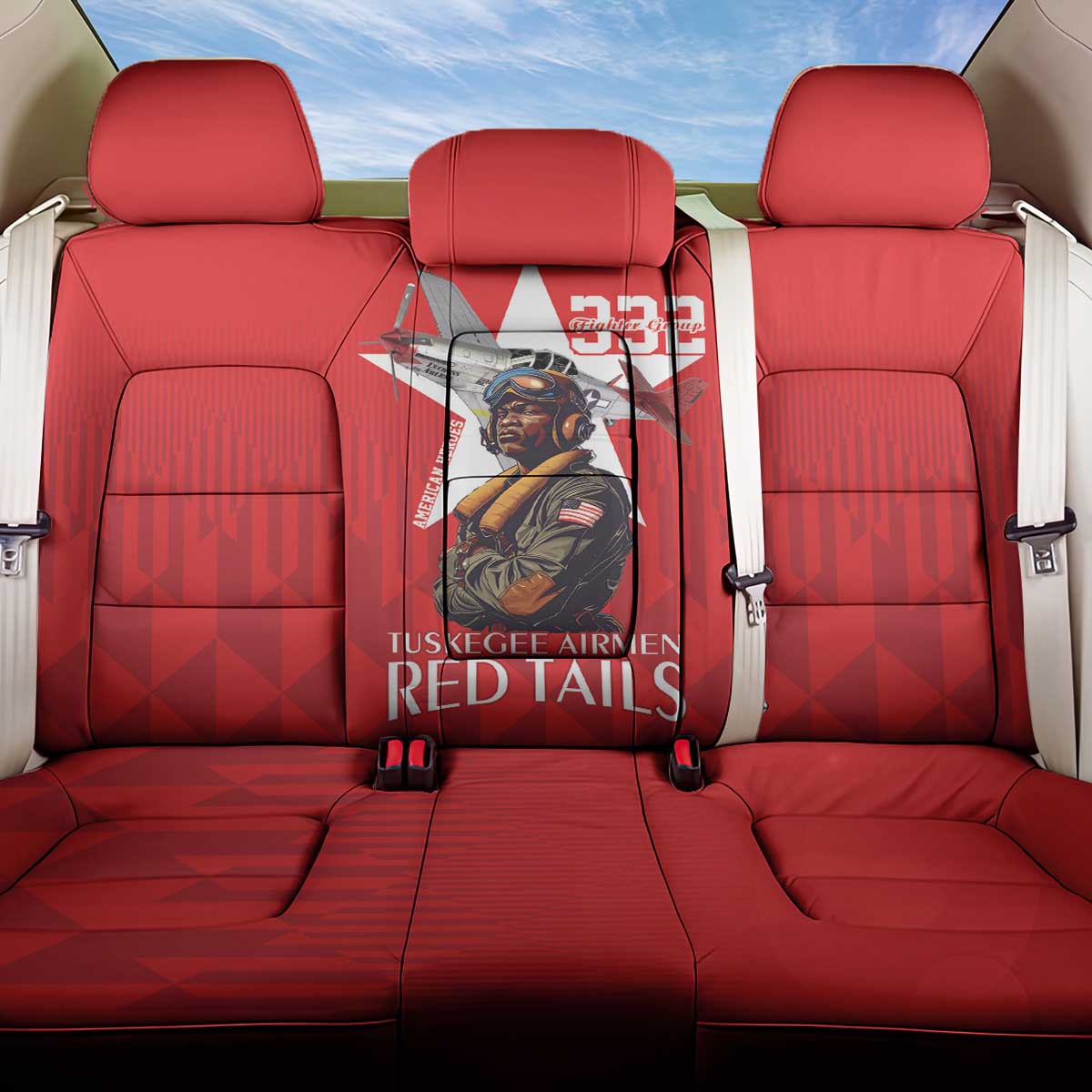 Tuskegee Airmen Red Tails Legacy Back Car Seat Cover African American Pilots - Red - African Pride