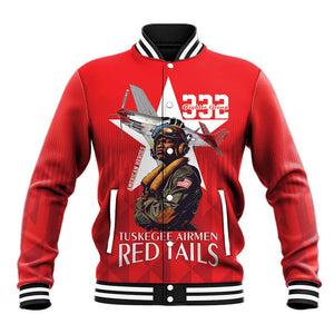 Tuskegee Airmen Red Tails Legacy Baseball Jacket African American Pilots - Red - African Pride