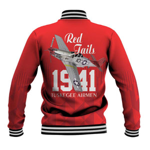 Tuskegee Airmen Red Tails Legacy Baseball Jacket African American Pilots - Red - African Pride