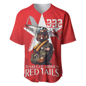 Tuskegee Airmen Red Tails Legacy Baseball Jersey African American Pilots - Red - African Pride