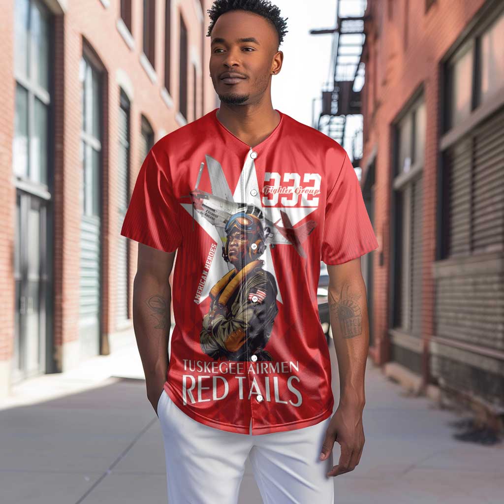 Tuskegee Airmen Red Tails Legacy Baseball Jersey African American Pilots - Red - African Pride