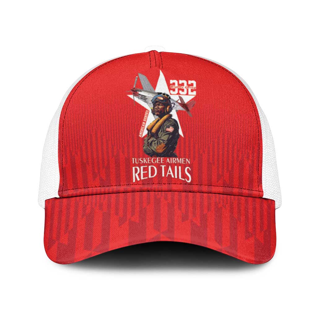 Tuskegee Airmen Red Tails Legacy Baseball Net Cap African American Pilots - Red - African Pride