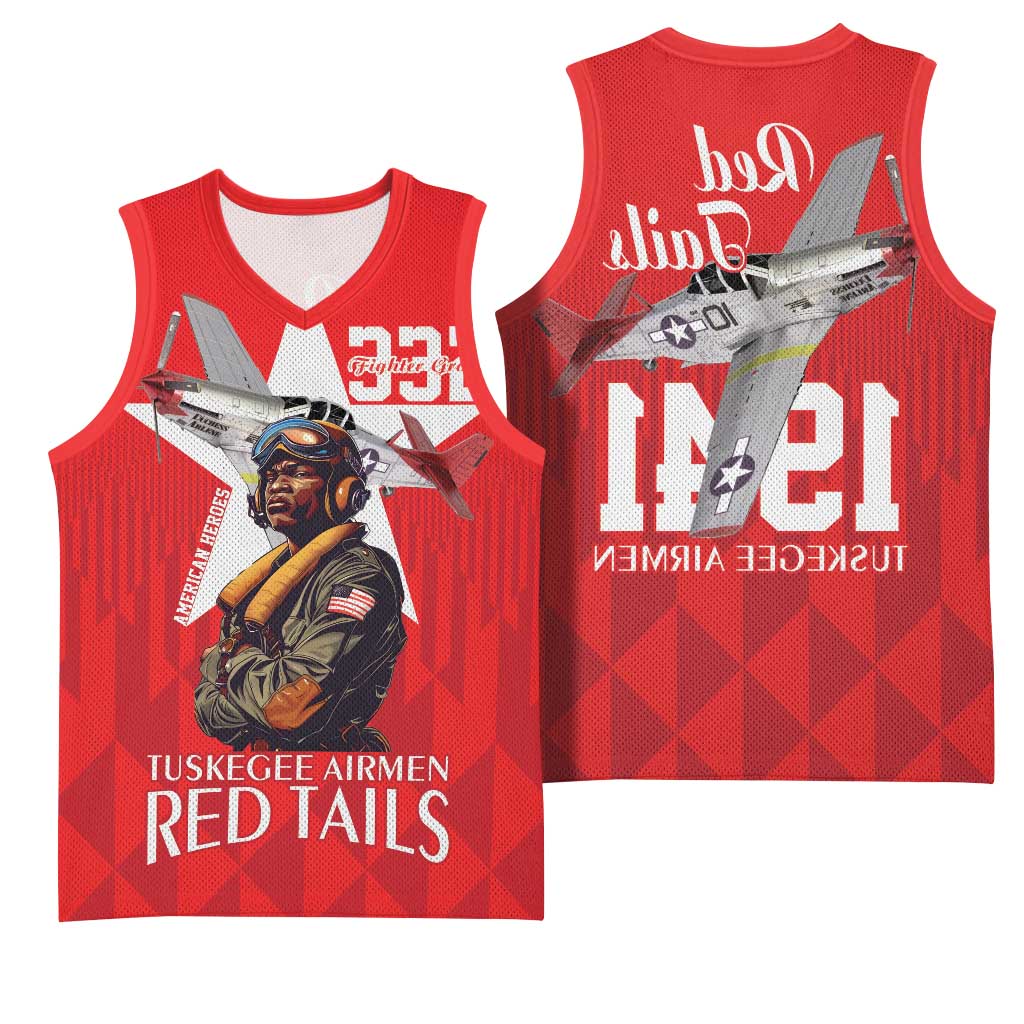 Tuskegee Airmen Red Tails Legacy Basketball Jersey African American Pilots - Red - African Pride