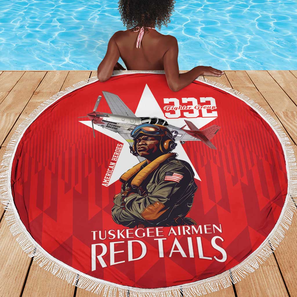 Tuskegee Airmen Red Tails Legacy Beach Blanket African American Pilots - Red - African Pride