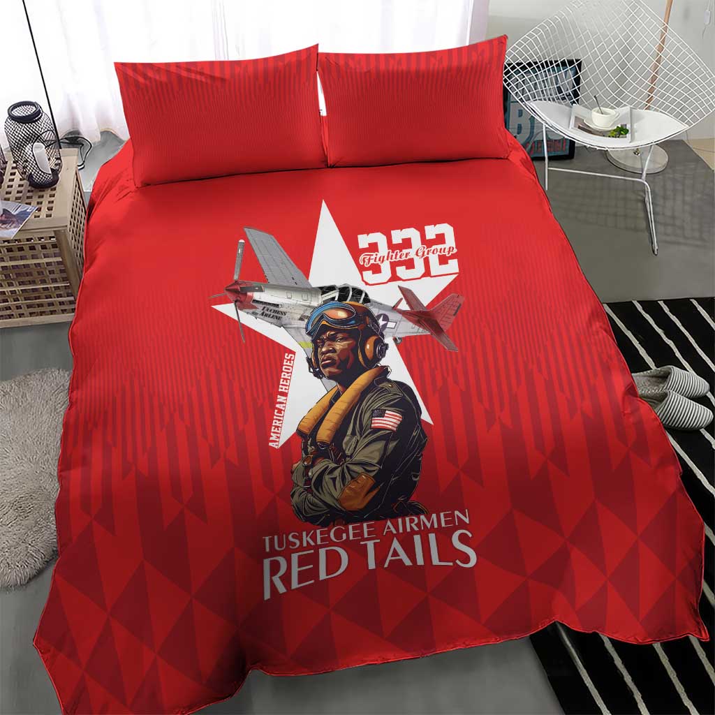 Tuskegee Airmen Red Tails Legacy Bedding Set African American Pilots - Red - African Pride