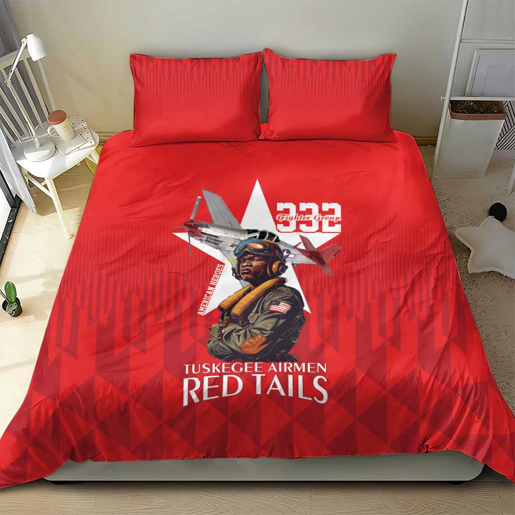 Tuskegee Airmen Red Tails Legacy Bedding Set African American Pilots - Red - African Pride