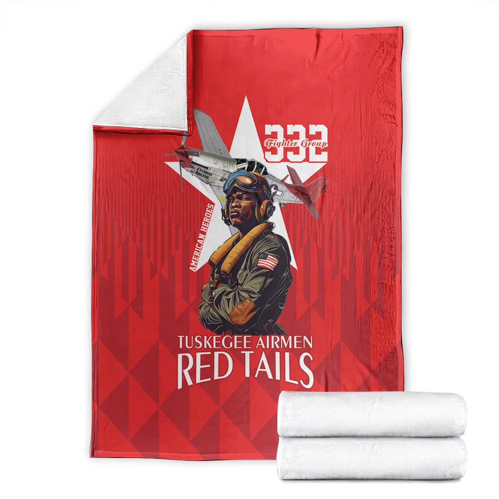 Tuskegee Airmen Red Tails Legacy Blanket African American Pilots - Red - African Pride