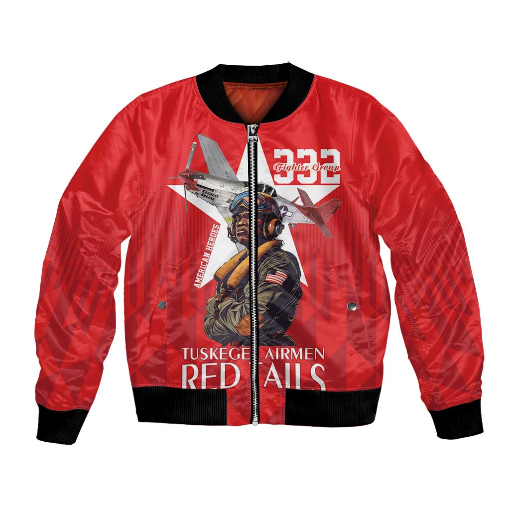 Tuskegee Airmen Red Tails Legacy Bomber Jacket African American Pilots - Red - African Pride