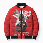 Tuskegee Airmen Red Tails Legacy Bomber Puffer Jacket African American Pilots - Red