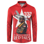Tuskegee Airmen Red Tails Legacy Button Sweatshirt African American Pilots - Red
