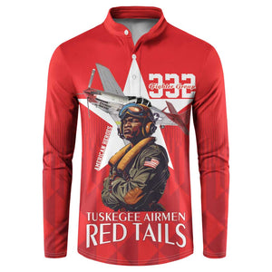 Tuskegee Airmen Red Tails Legacy Button Sweatshirt African American Pilots - Red