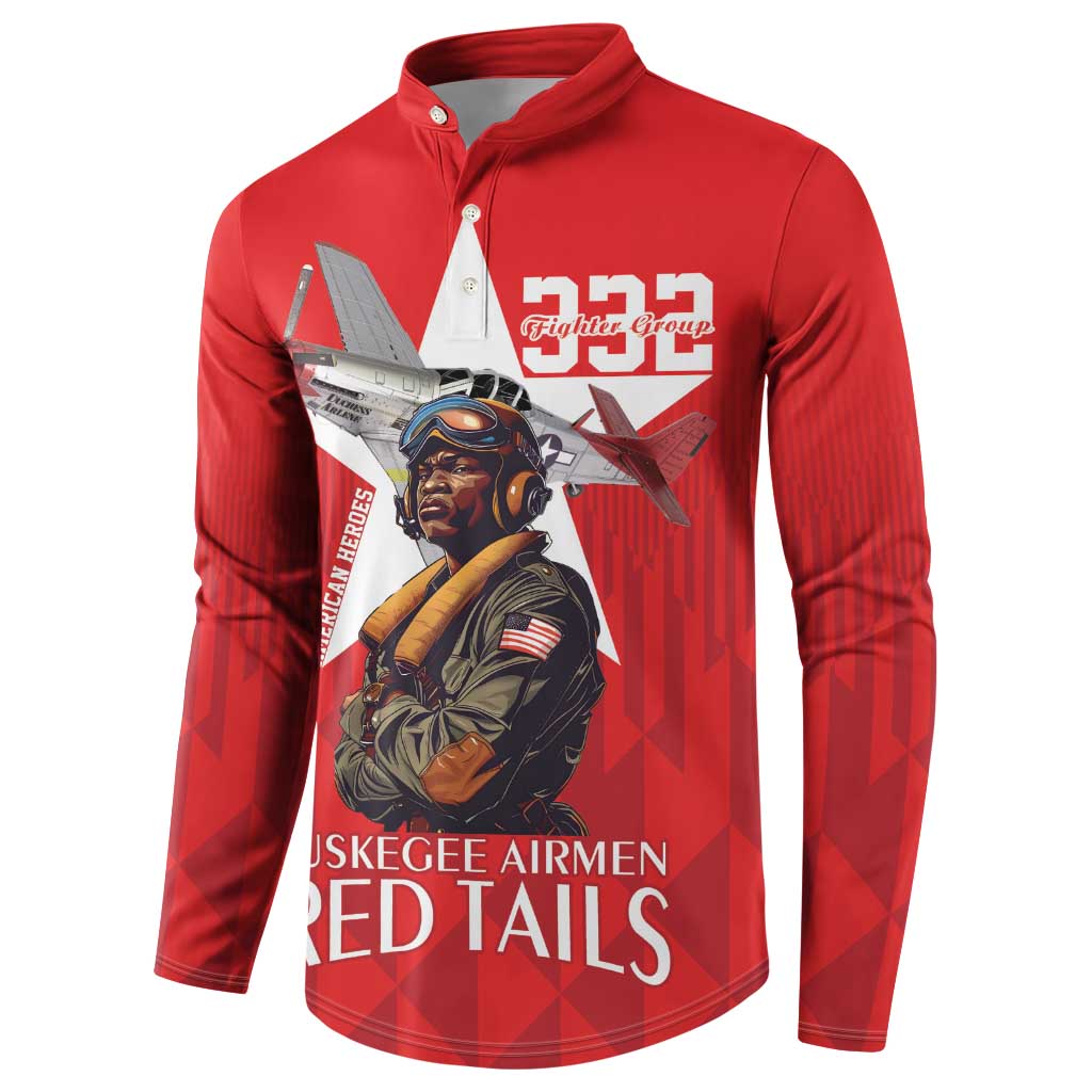 Tuskegee Airmen Red Tails Legacy Button Sweatshirt African American Pilots - Red