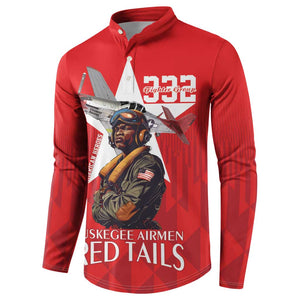 Tuskegee Airmen Red Tails Legacy Button Sweatshirt African American Pilots - Red