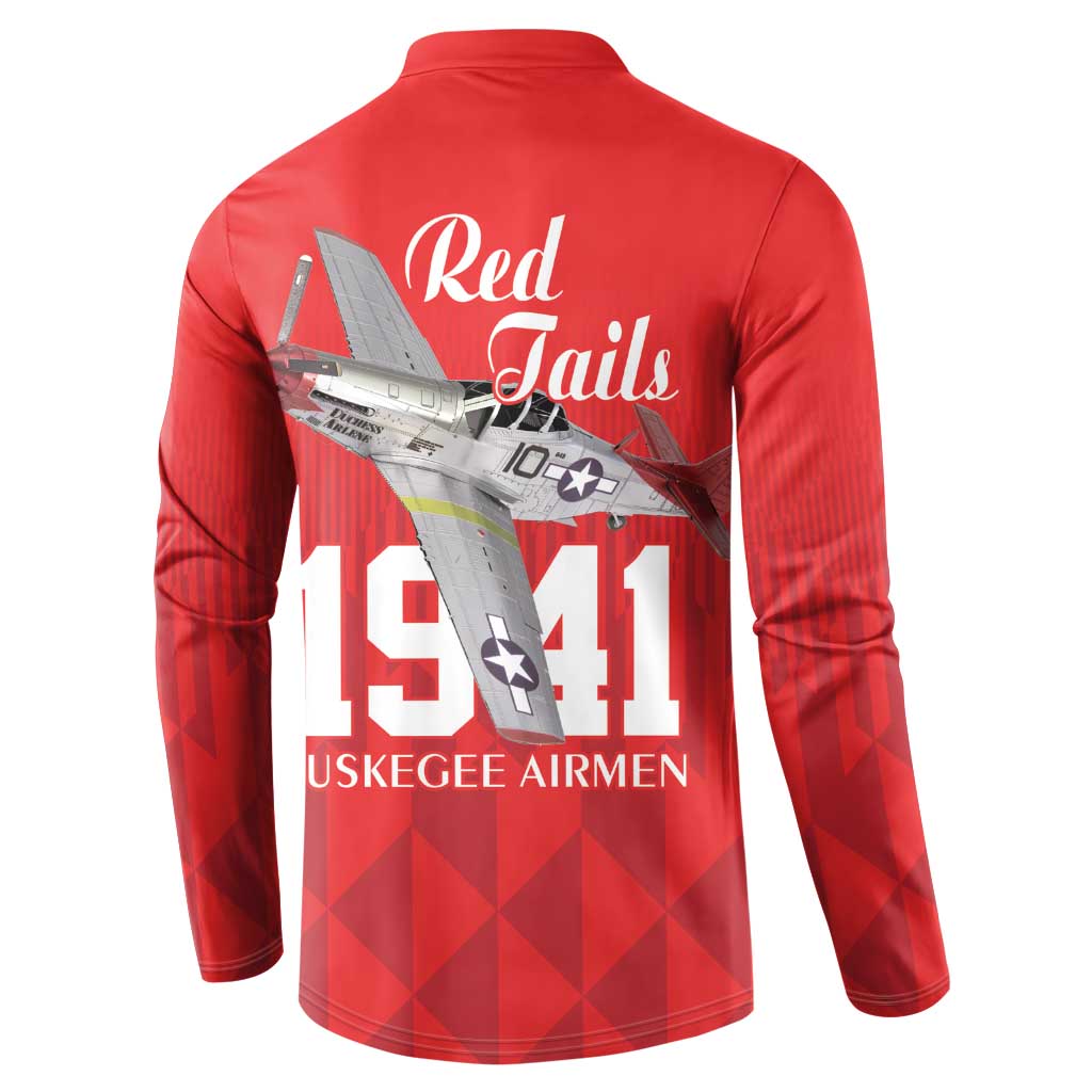 Tuskegee Airmen Red Tails Legacy Button Sweatshirt African American Pilots - Red