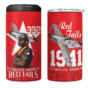 Tuskegee Airmen Red Tails Legacy 4 in 1 Can Cooler Tumbler African American Pilots - Red - African Pride