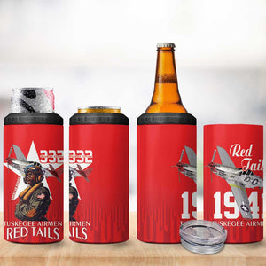 Tuskegee Airmen Red Tails Legacy 4 in 1 Can Cooler Tumbler African American Pilots - Red - African Pride