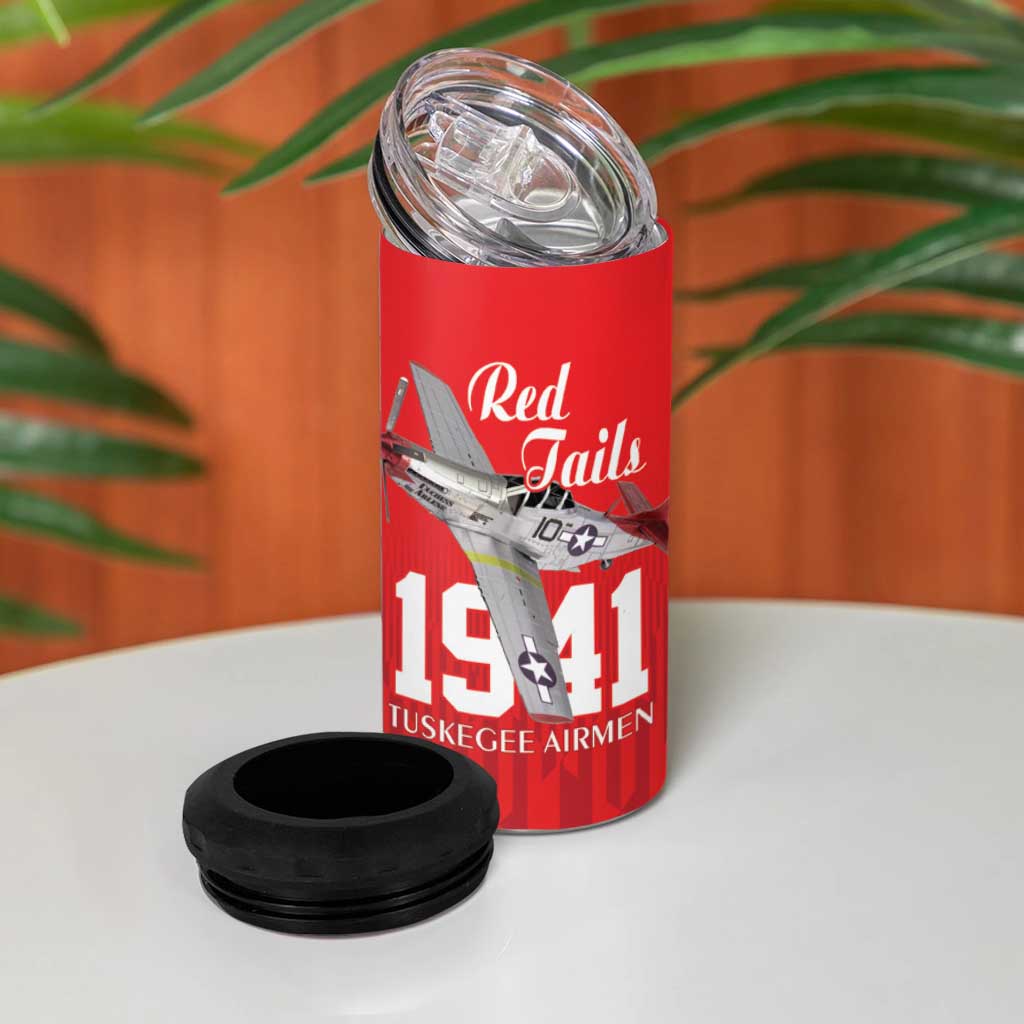 Tuskegee Airmen Red Tails Legacy 4 in 1 Can Cooler Tumbler African American Pilots - Red - African Pride