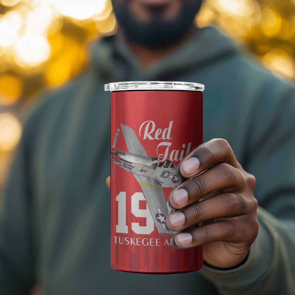 Tuskegee Airmen Red Tails Legacy 4 in 1 Can Cooler Tumbler African American Pilots - Red - African Pride