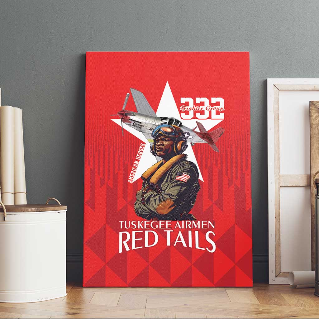 Tuskegee Airmen Red Tails Legacy Canvas Wall Art African American Pilots - Red - African Pride