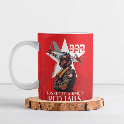 Tuskegee Airmen Red Tails Legacy Ceramic Mug African American Pilots - Red