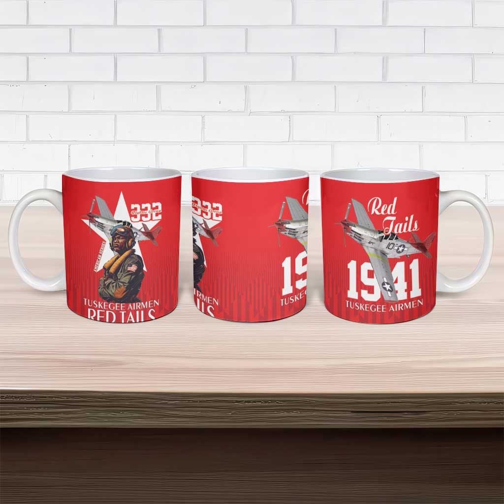 Tuskegee Airmen Red Tails Legacy Ceramic Mug African American Pilots - Red