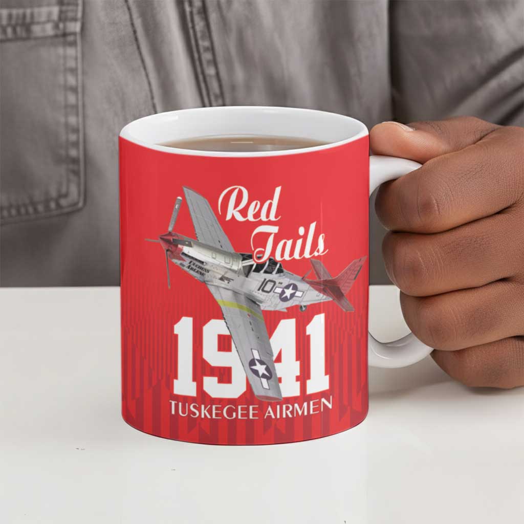 Tuskegee Airmen Red Tails Legacy Ceramic Mug African American Pilots - Red