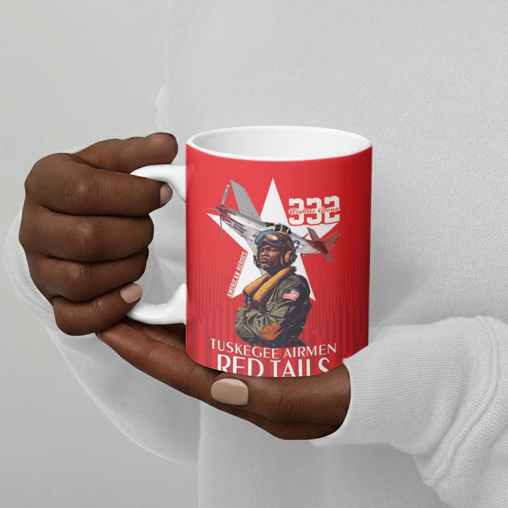 Tuskegee Airmen Red Tails Legacy Ceramic Mug African American Pilots - Red