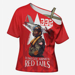 Tuskegee Airmen Red Tails Legacy Cross Shoulder Shirt African American Pilots - Red