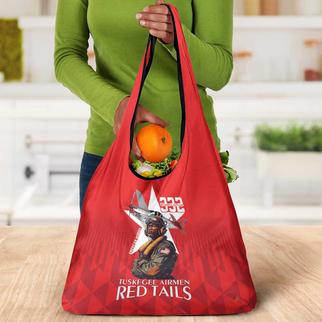 Tuskegee Airmen Red Tails Legacy Grocery Bag African American Pilots - Red - African Pride