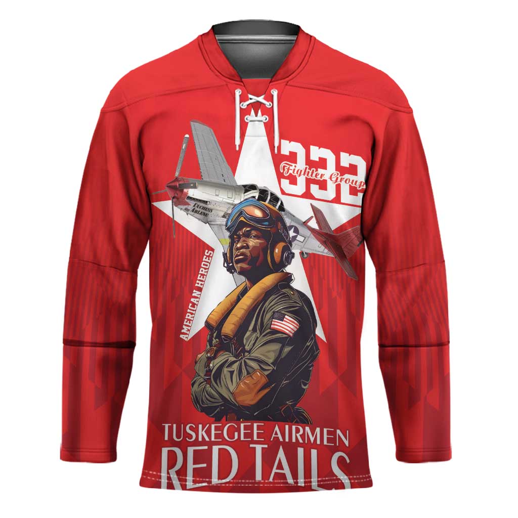 Tuskegee Airmen Red Tails Legacy Hockey Jersey African American Pilots - Red