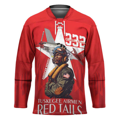 Tuskegee Airmen Red Tails Legacy Hockey Jersey African American Pilots - Red