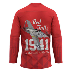 Tuskegee Airmen Red Tails Legacy Hockey Jersey African American Pilots - Red